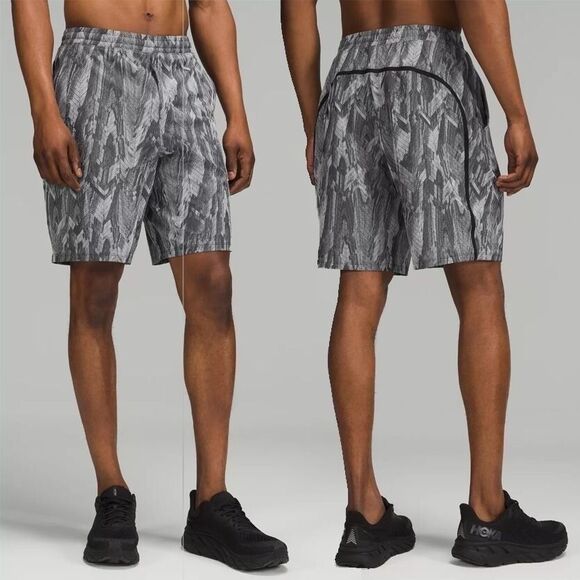LULULEMON RJBI Grey Jacquard Pace Breaker Shorts 9" Lined Mens L Pockets Drwstrg - Picture 12 of 12